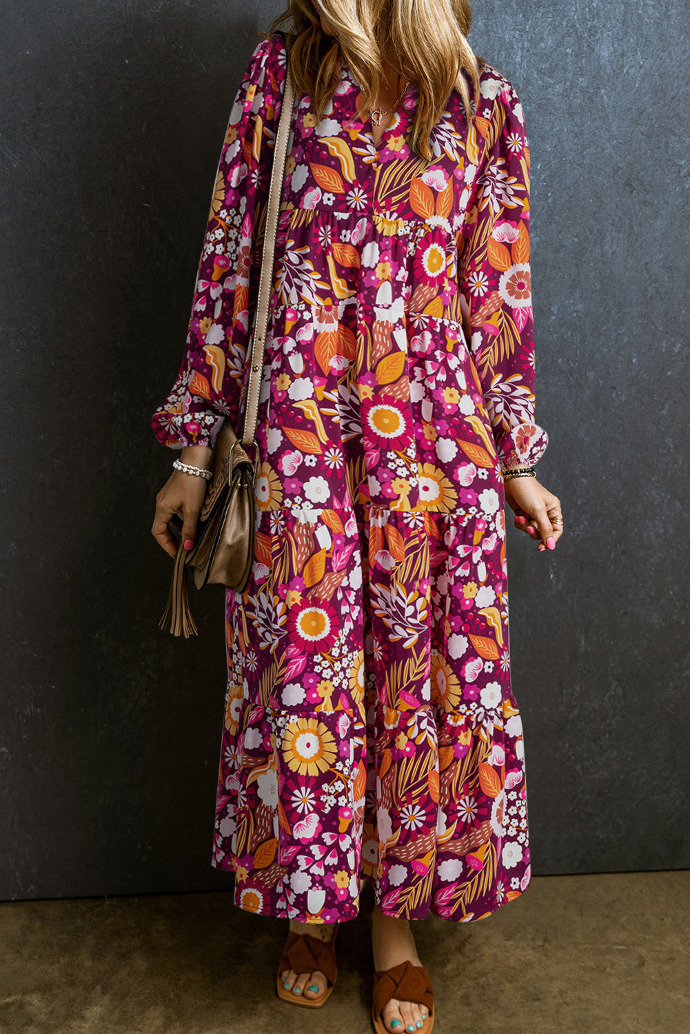 Purple Collared Tiered Flowy Long Dress – I am a Fashion Junky