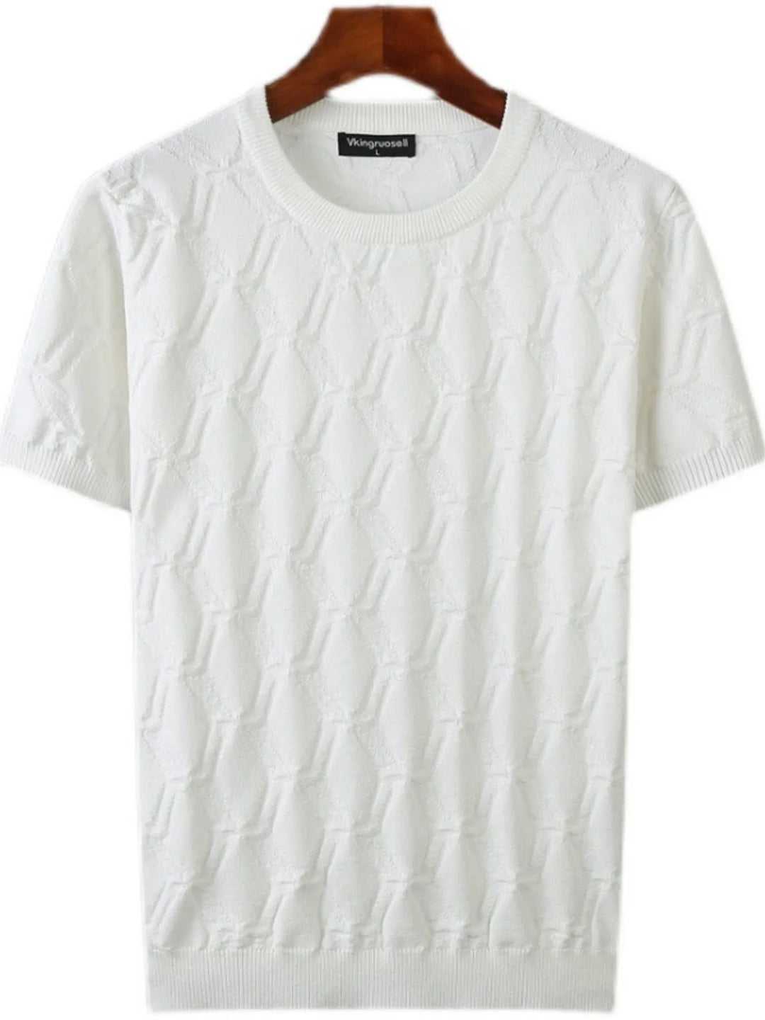 Men's Plus Size Textured Round Neck Short Sleeve Knit Top