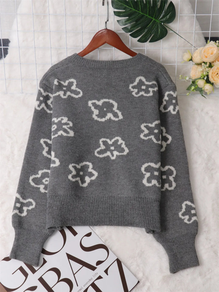 Floral Pattern Button-Up Cardigan