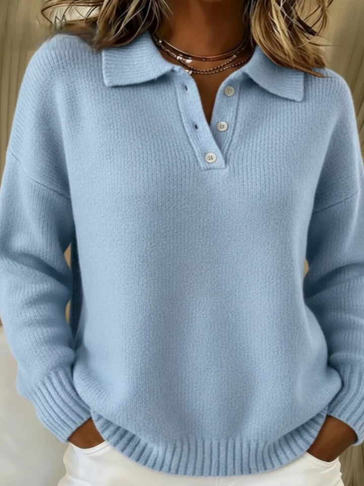Full Size Button Detail Drop Shoulder Sweater Plus Size