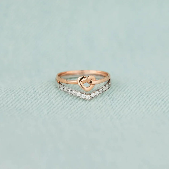 Knotted Heart Shape Inlaid Zircon Ring