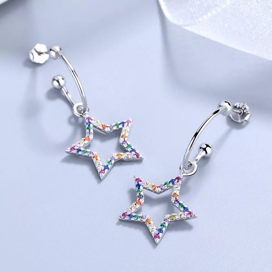 Star C-Hoop Dangle Earrings