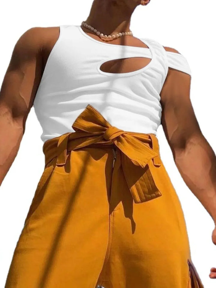 Men's Full Size Asymmetrical Cutout Tank Plus Size
