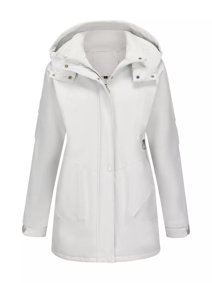 Full Size Hooded Mid-Length Windproof Outerwear Plus Size