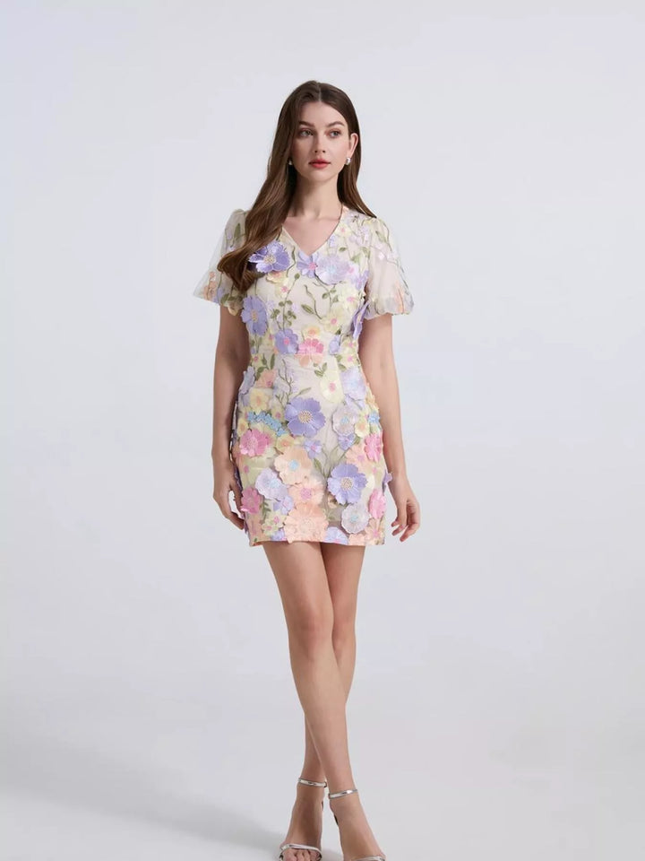 Floral Puff Sleeve Mini Dress