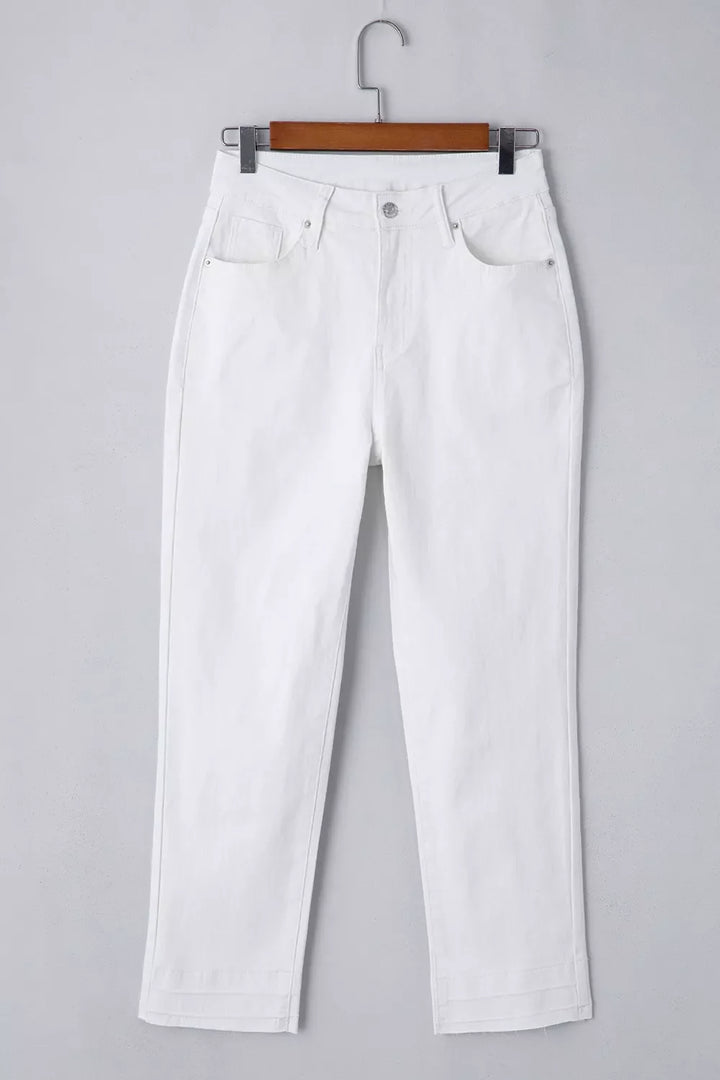 High-Waisted Straight Leg Jeans