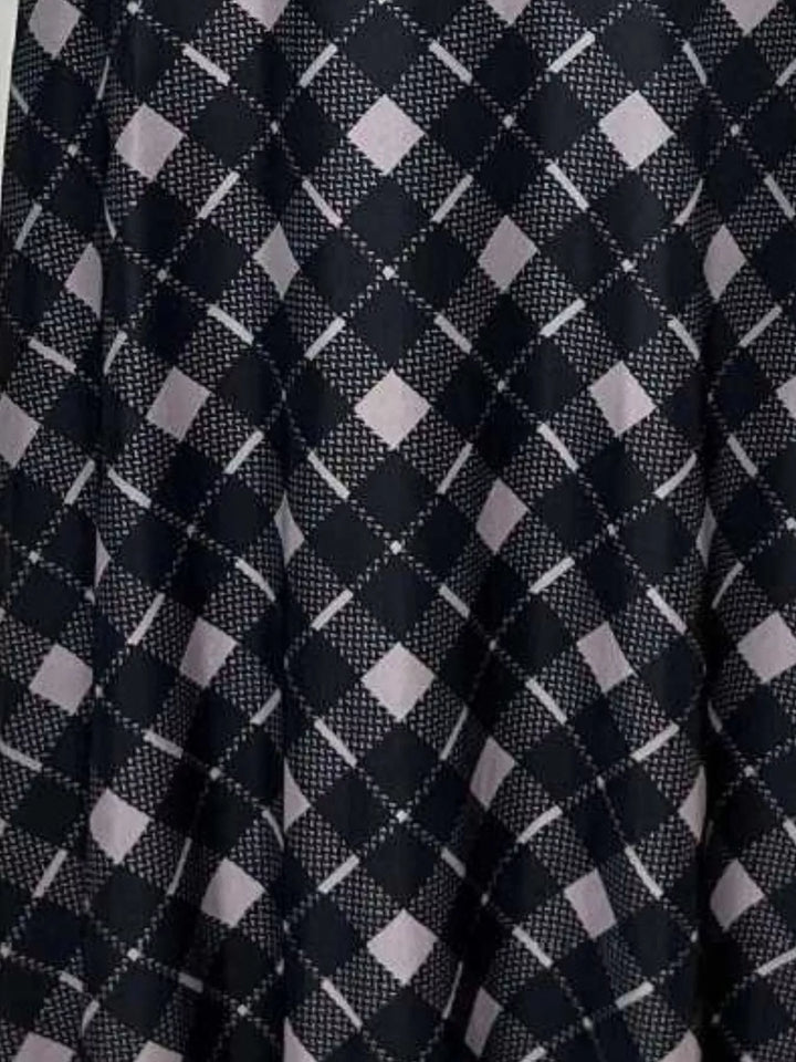 Tie Front Plaid Long Sleeve Dress