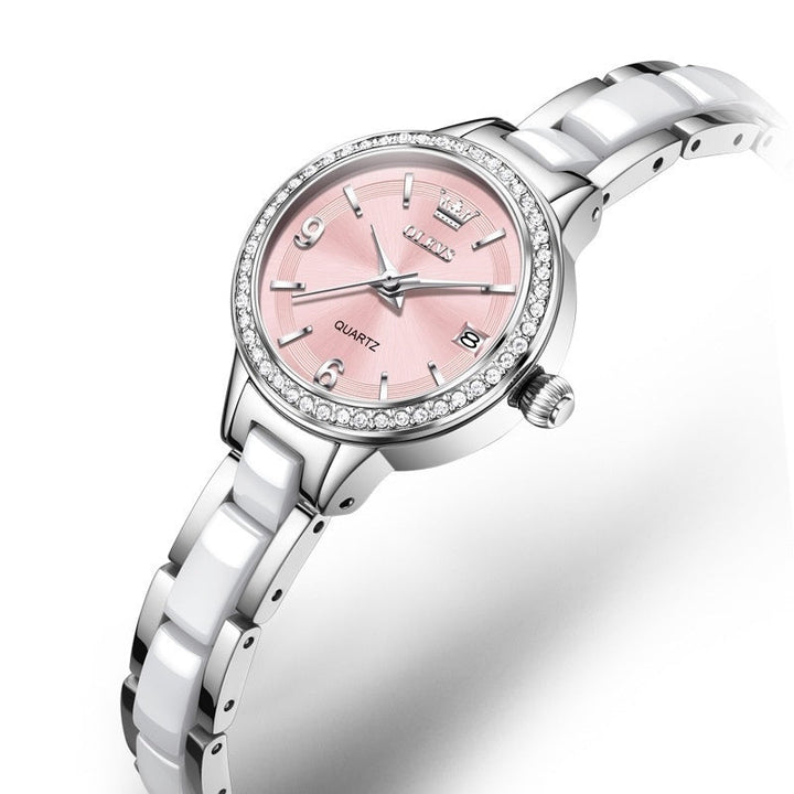 Oulishi Womens Watch With A Ceramic Strap A Versatile Quartz Timepiece