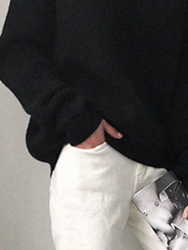 V-Neck Dropped Shoulder Sweater