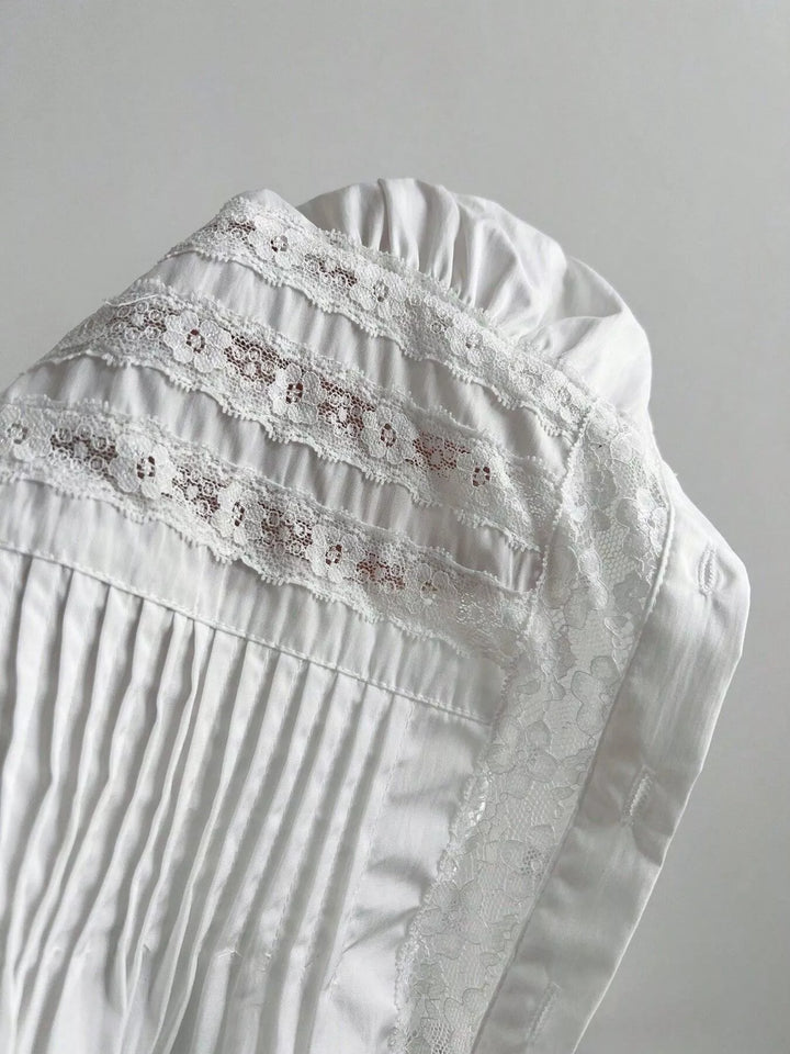 Lace Button Up Short Sleeve Shirt