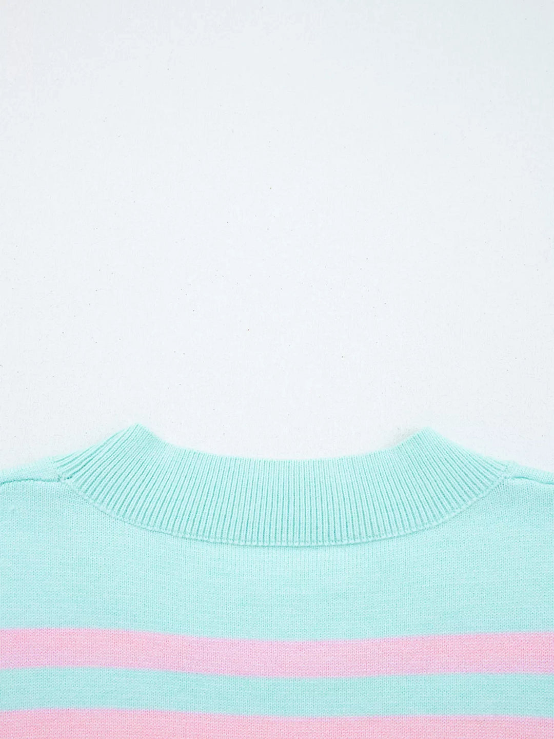 Multicolour Striped Knit Ribbed Trim Boxy Fit Cropped Sweater
