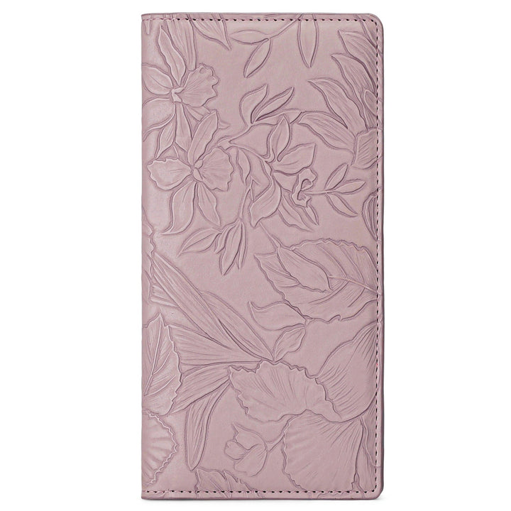Floral Carved Womens Long Wallet With Embossed Pattern