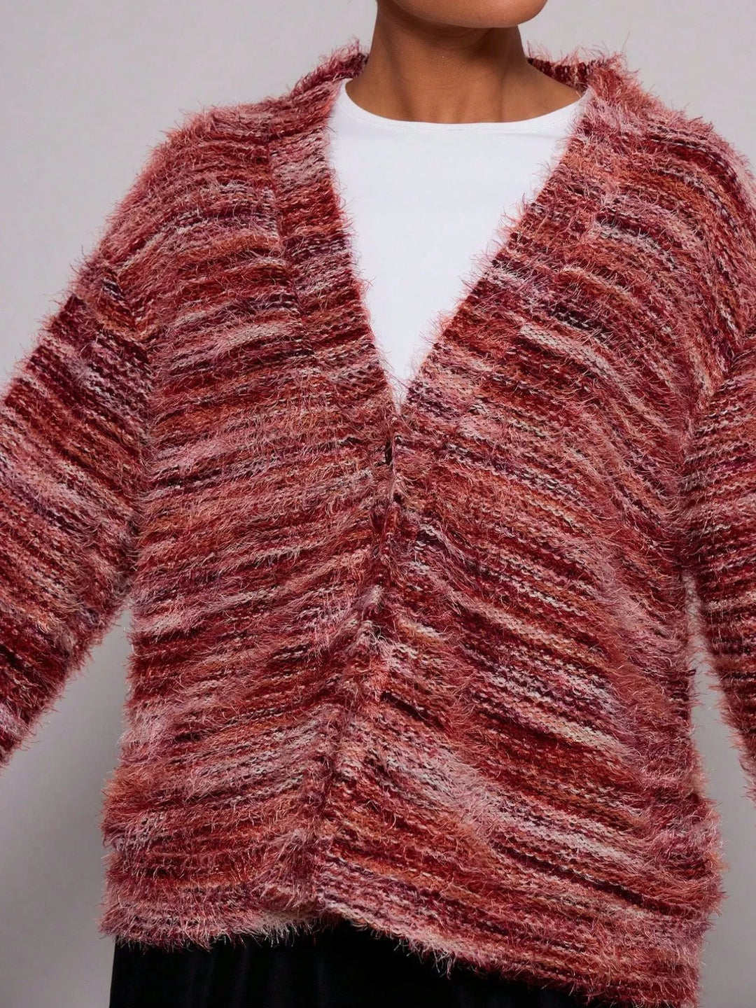 Chunky Knit V-Neck Button-Up Cardigan