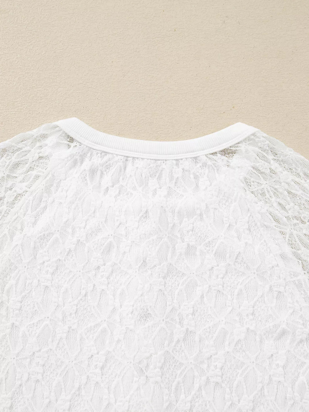 Sheer Lace Long Sleeve Slim Henley Top