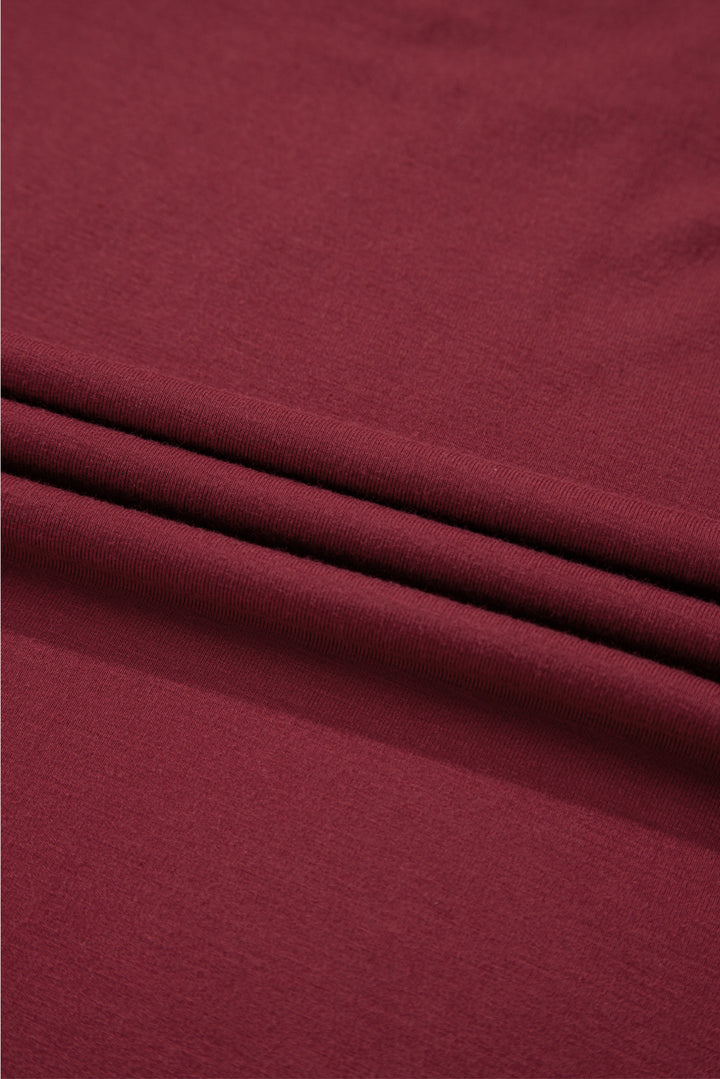 Red Dahlia Lace-trimmed Sweetheart Neckline Ruched Detail Long Sleeve T-shirt