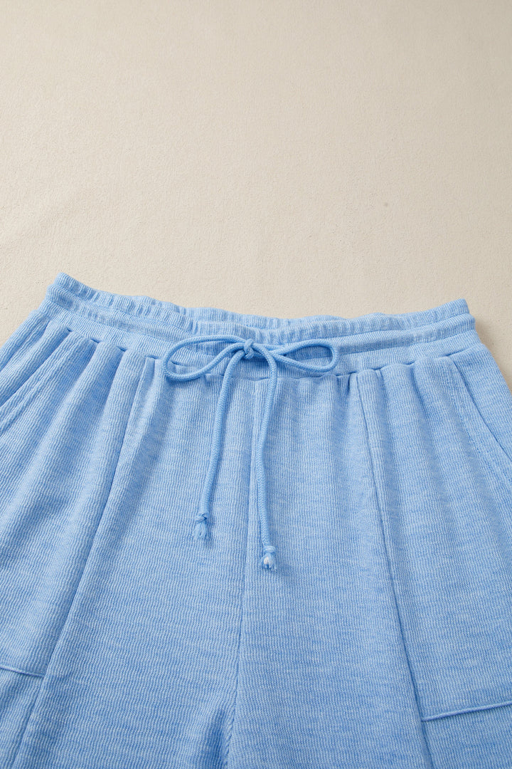 Beau Blue Cap Sleeve Matching Top and Jogger Pants Set