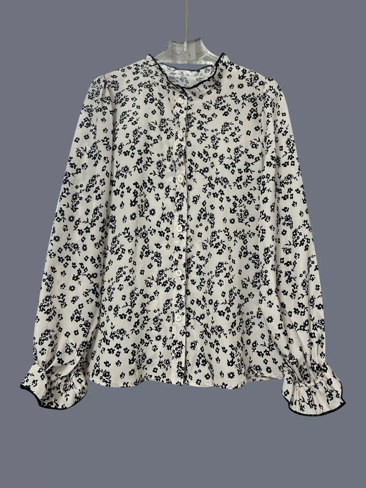 Floral Print Long Sleeve Button-Down Shirt