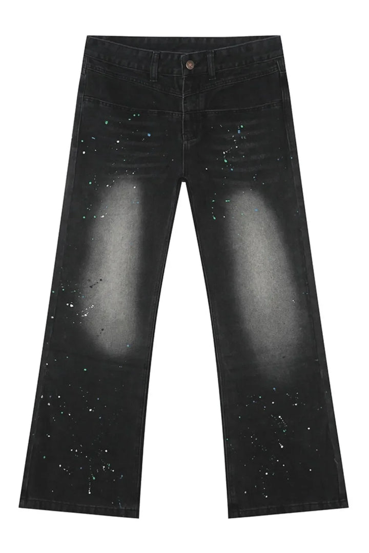 Splash Ink Washed Jeans with Pockets