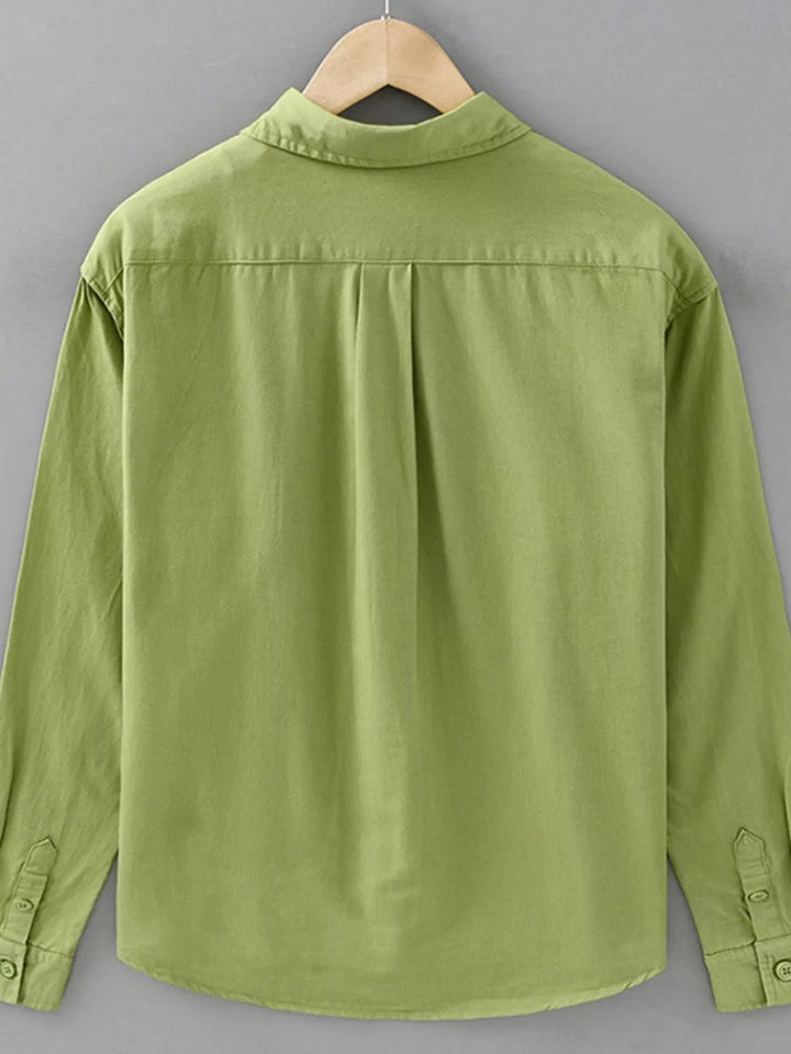 Men's Plus Size Casual Solid Color Long Sleeve Shirt