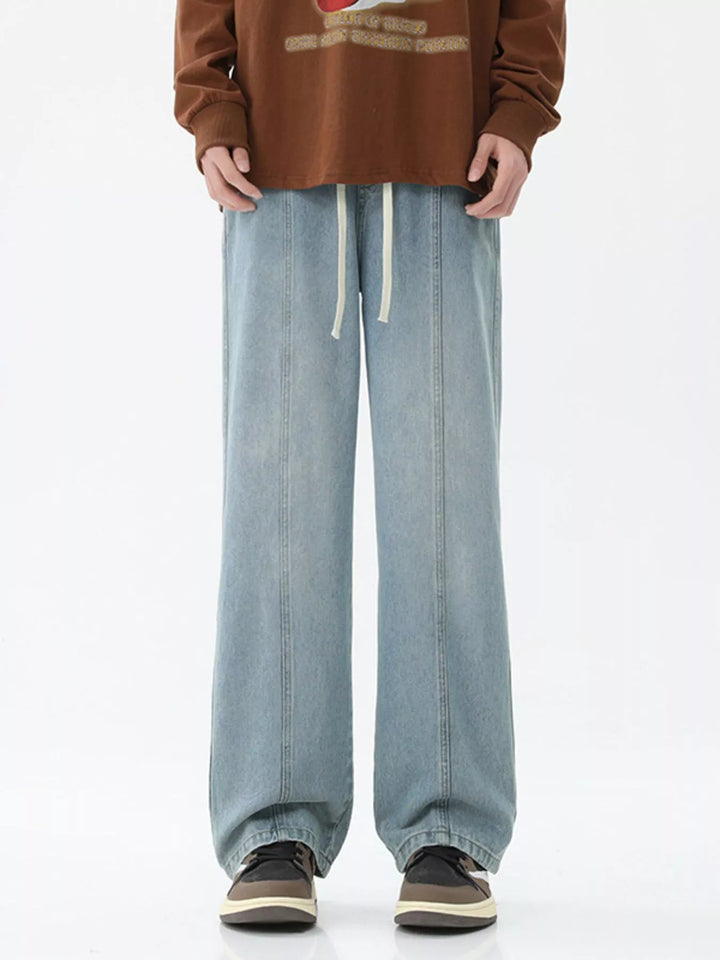Men's Full Size Wash Wide Leg Jeans Plus Size
