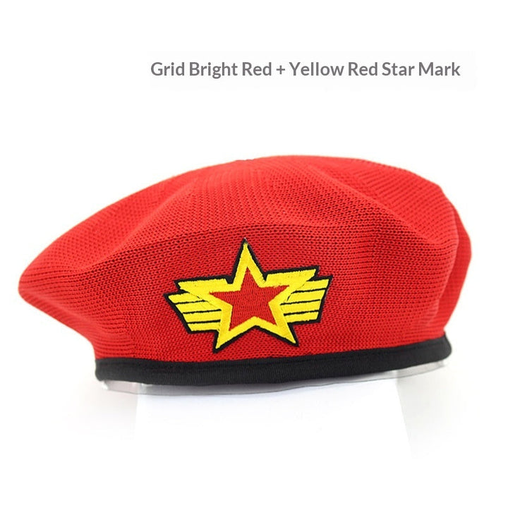 Childrens Star-themed Performance Beret Red Security Uniform Sailor Dance Cap Equestrian Hat