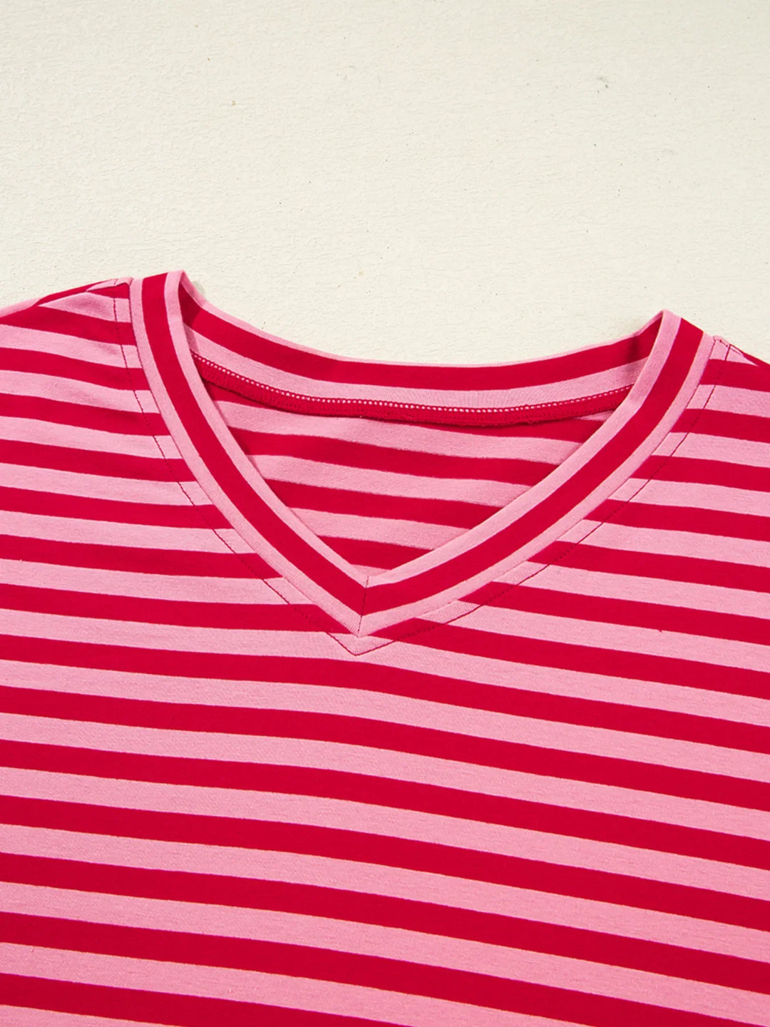 Contrast Striped Drop Shoulder V Neck Top