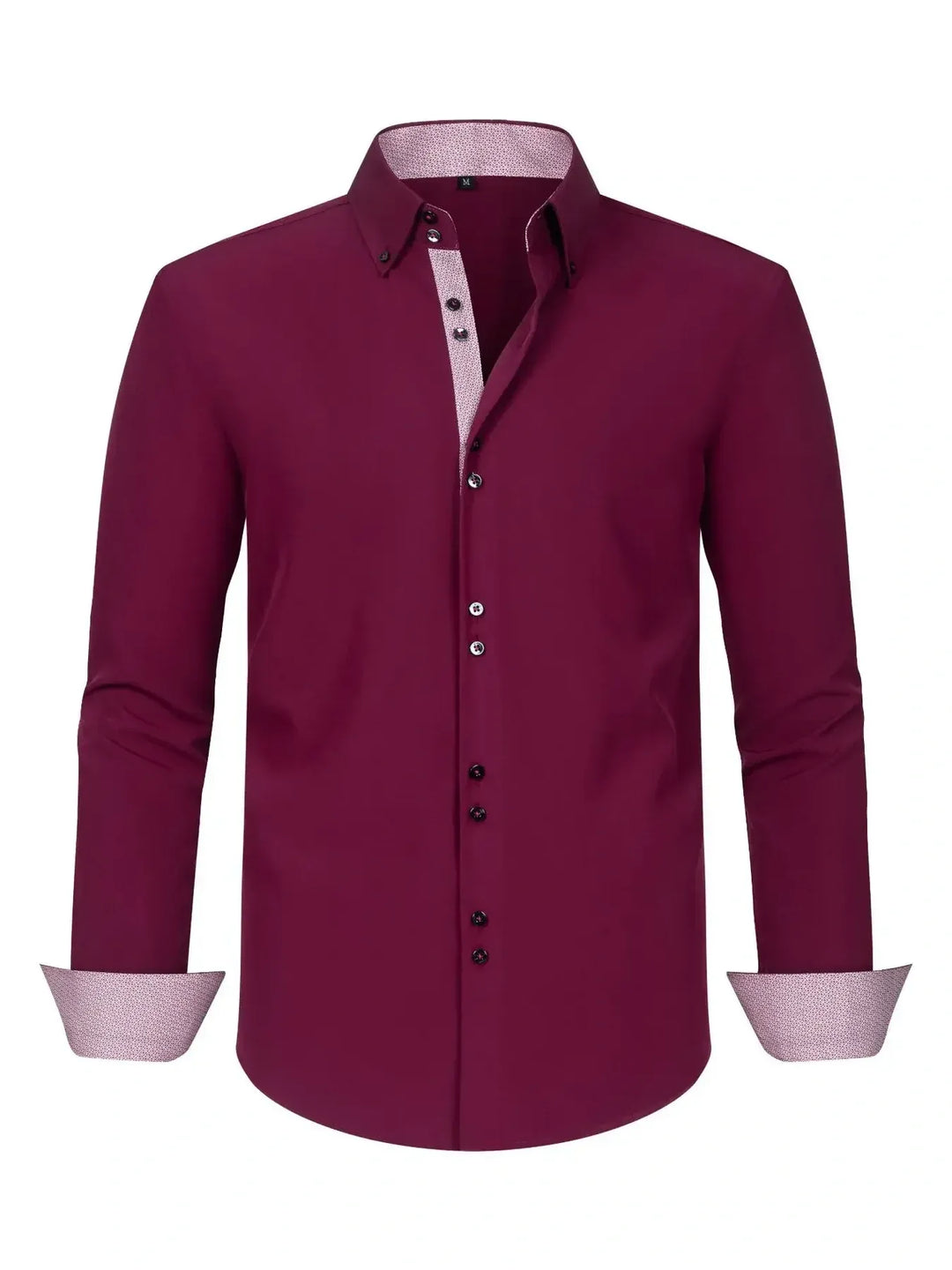 Men's Full Size Button-Down Casual Shirt with Contrast Cuffs Plus Size