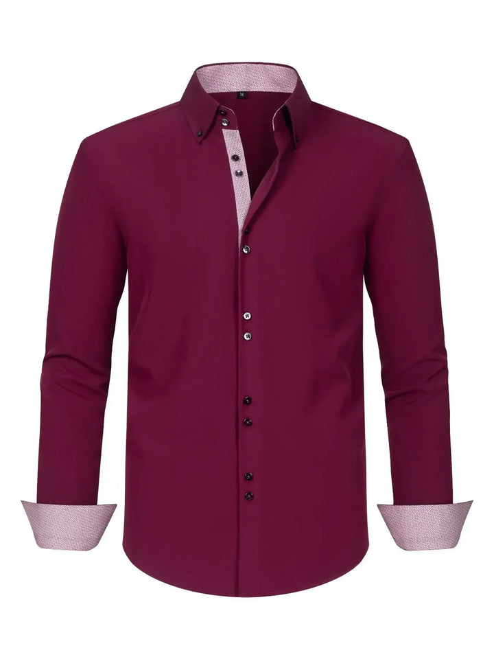 Men's Full Size Button-Down Casual Shirt with Contrast Cuffs Plus Size