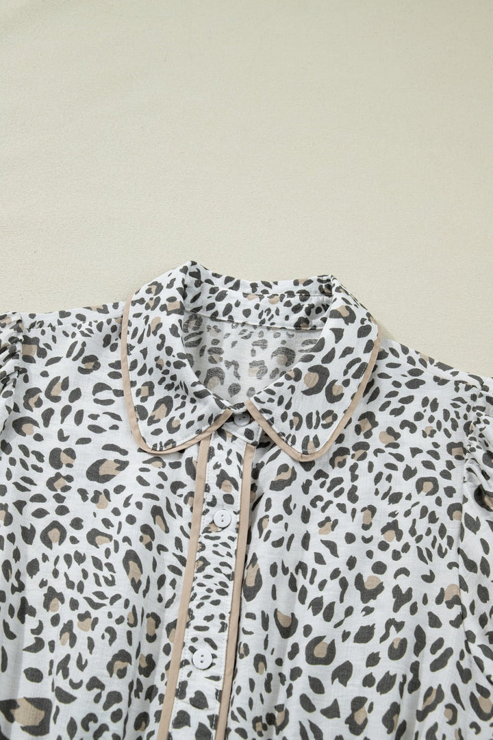 Leopard Print Button-Down Midi Dress
