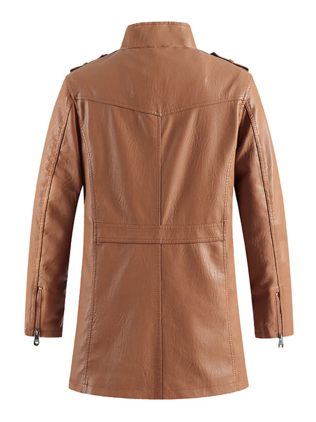 Men's Zip Up Long Sleeve Leather Jacket