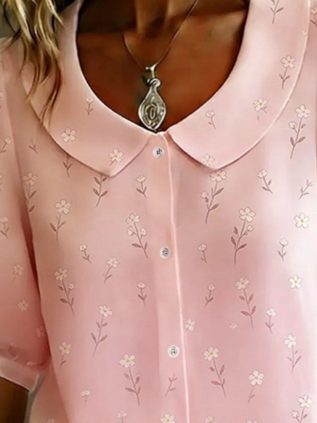 Floral Print Peter Pan Collar Shirt