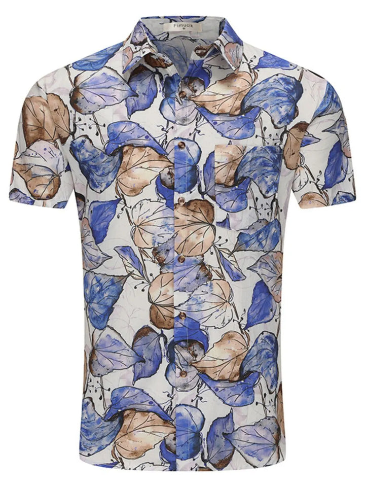 Men's Plus Size Printed Button Up Long Sleeve Shirt