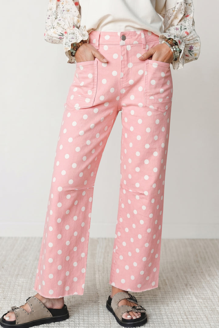 Sky Blue Polka Dot Casual Slim Fit Jeans