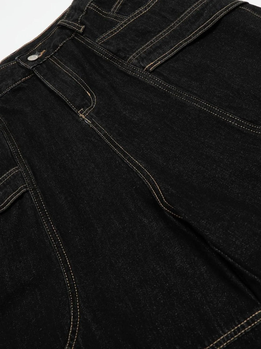 Men's Wide-Leg Denim Shorts with Contrast Stitching