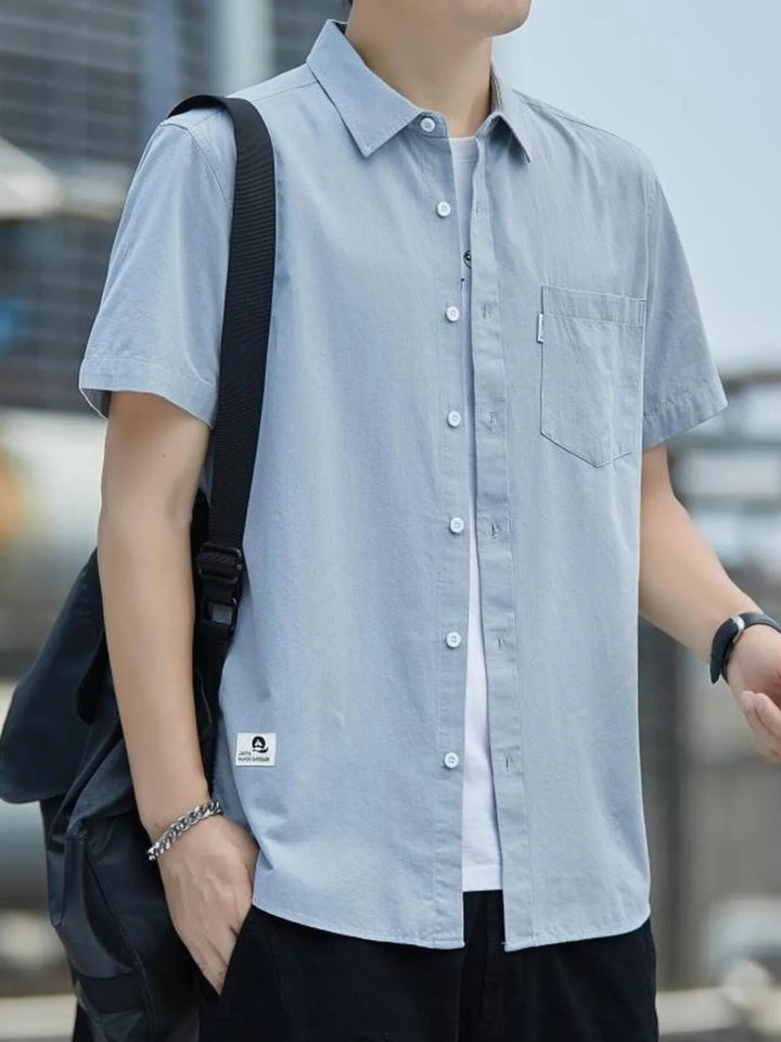 Men's Plus Size Short Sleeve Button-Up Casual Shirt