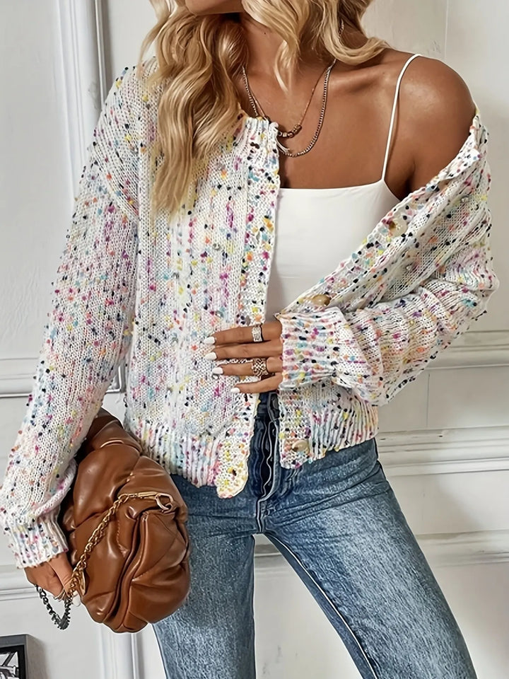 Colorful Button Up Long Sleeve Cardigan