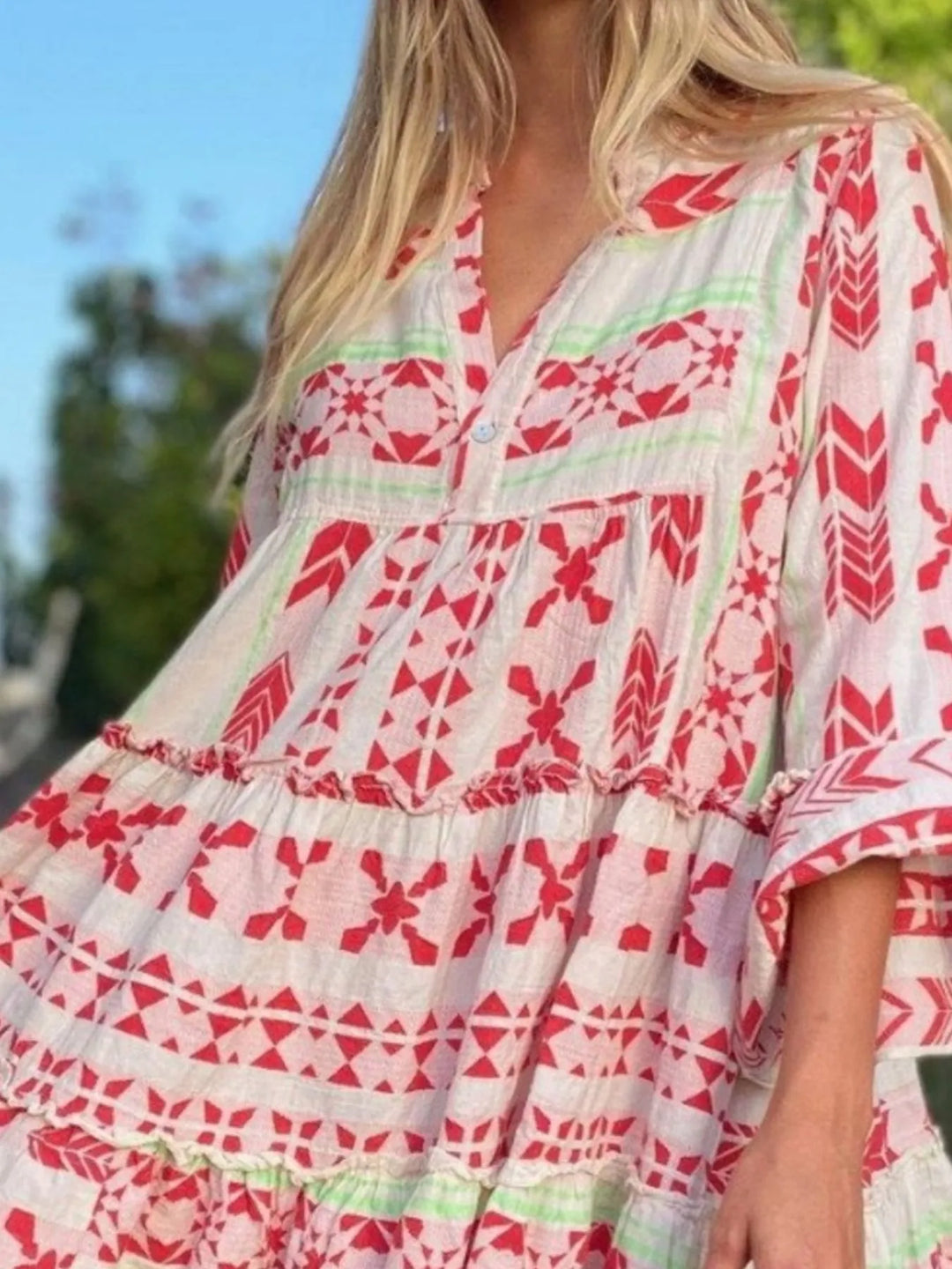 Printed Tiered Babydoll Dress