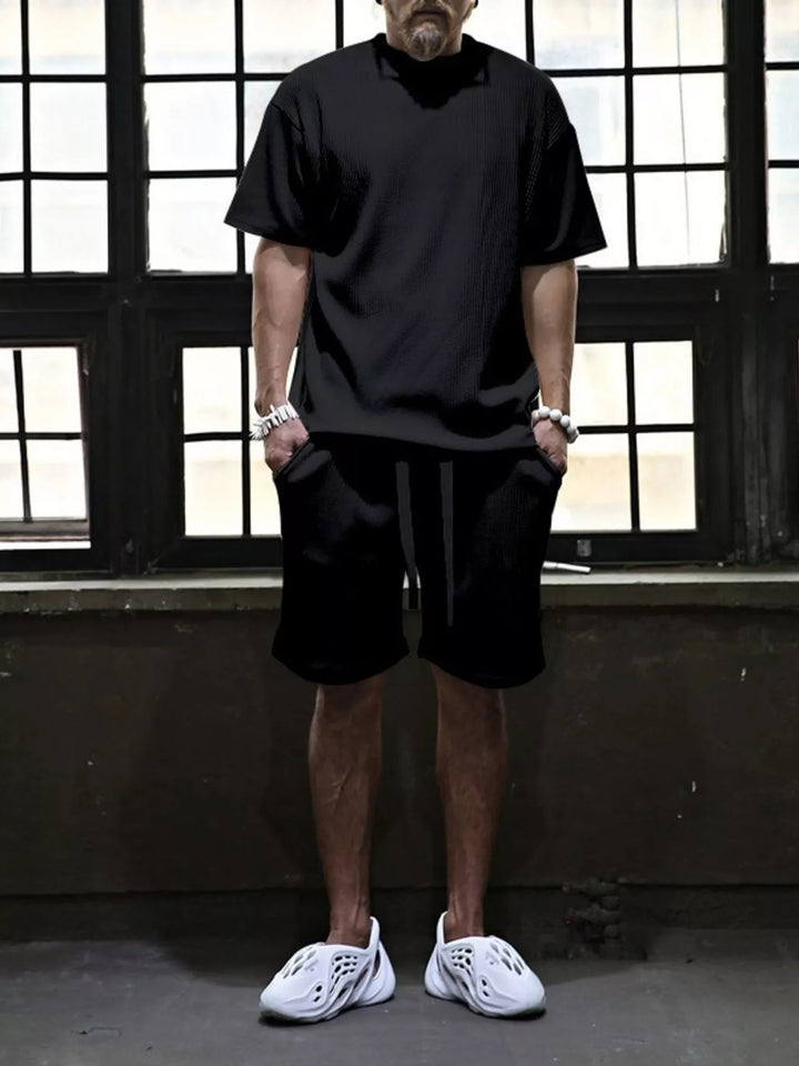 Men's Full Size Short Sleeve Top and Shorts Set Plus Size