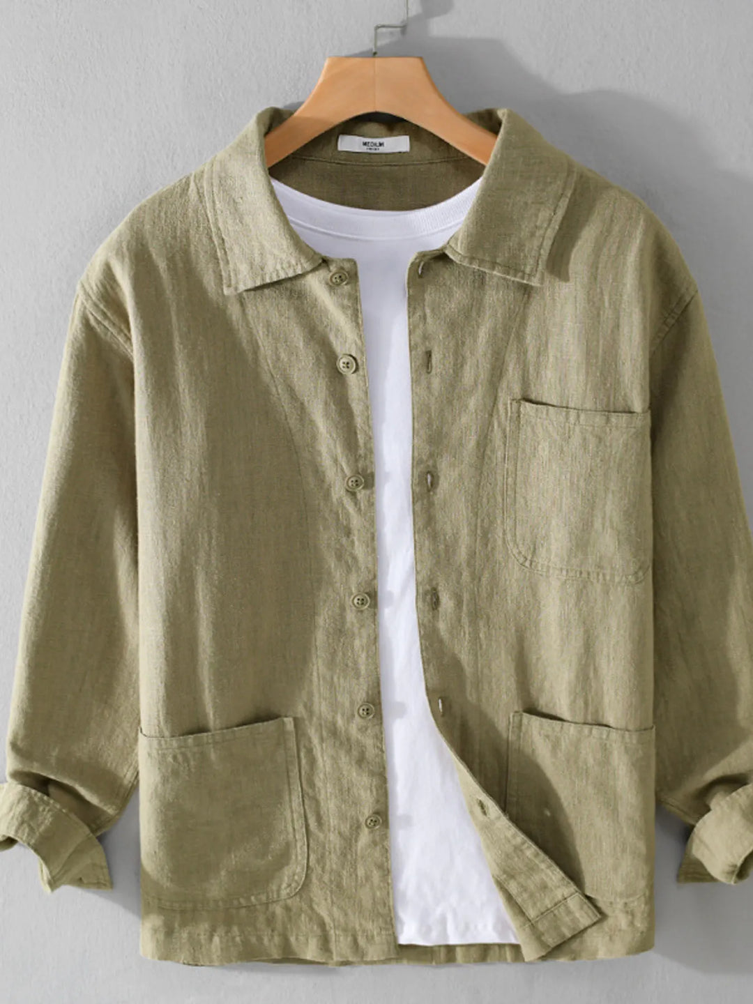 Men's Plus Size Button-Up Shirt with Chest Pocket