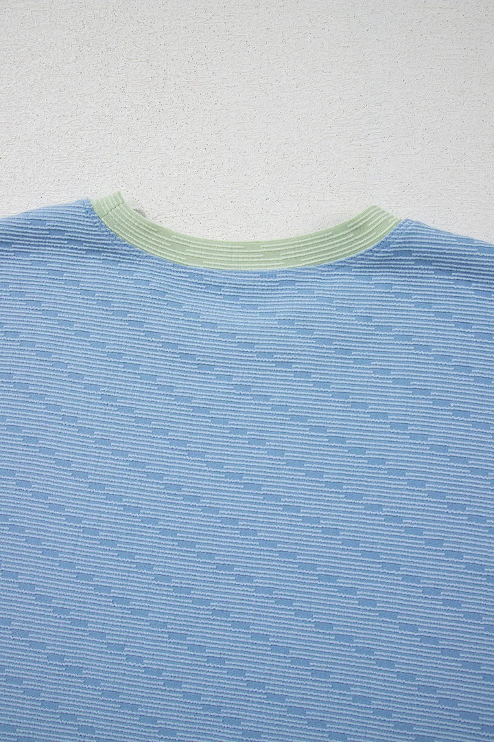 Contrast Round Neck Top and Shorts Set