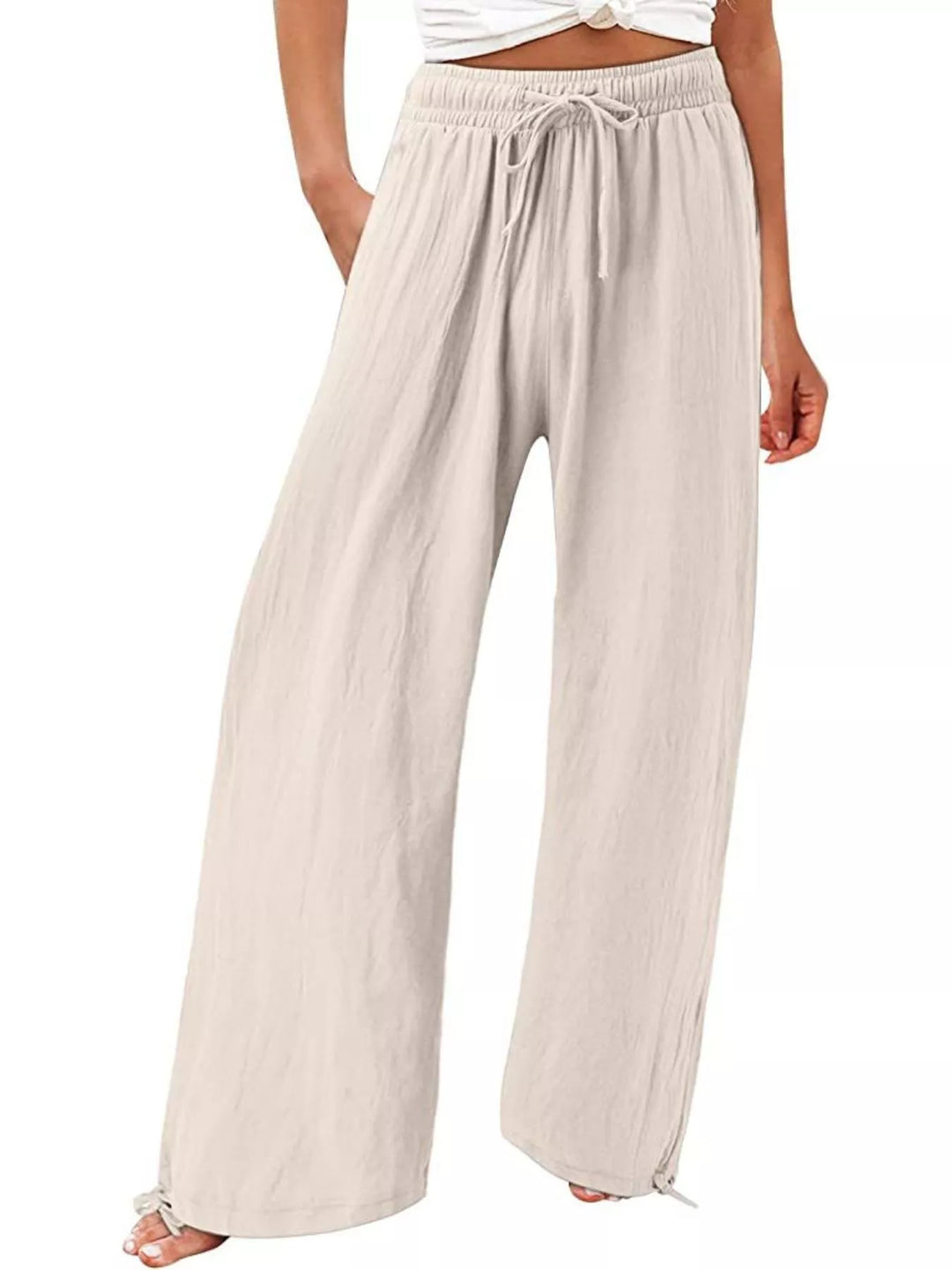 Full Size Wide Leg Pants with Drawstring Waist Plus Size