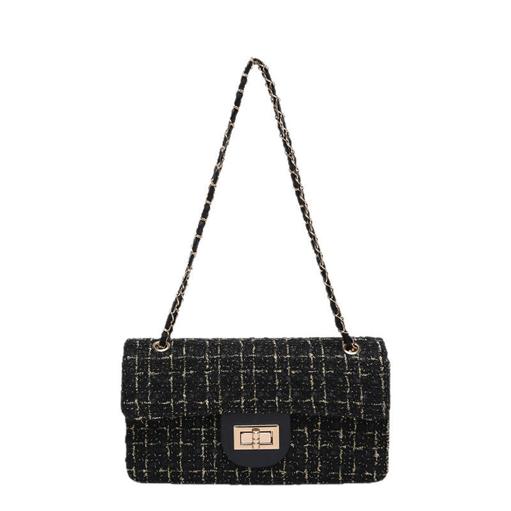 Womens Checkerboard-pattern Shoulder Bag With A Chain Strap