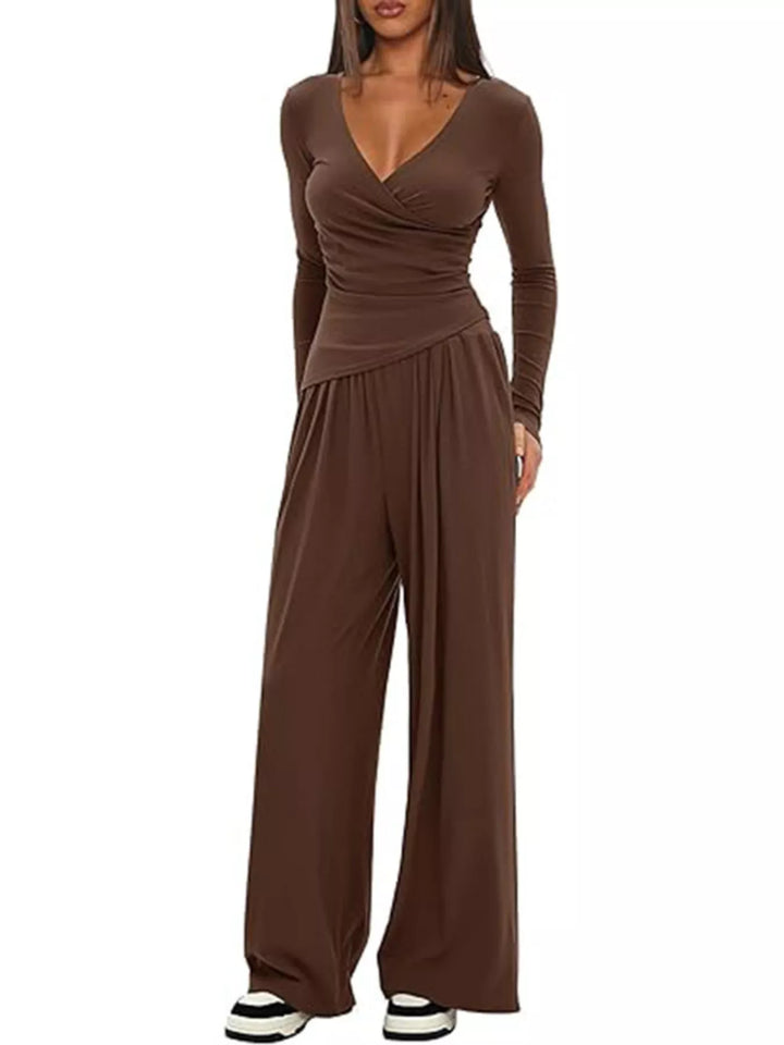 Casual Long Sleeve Top and Pants Two-Piece Set