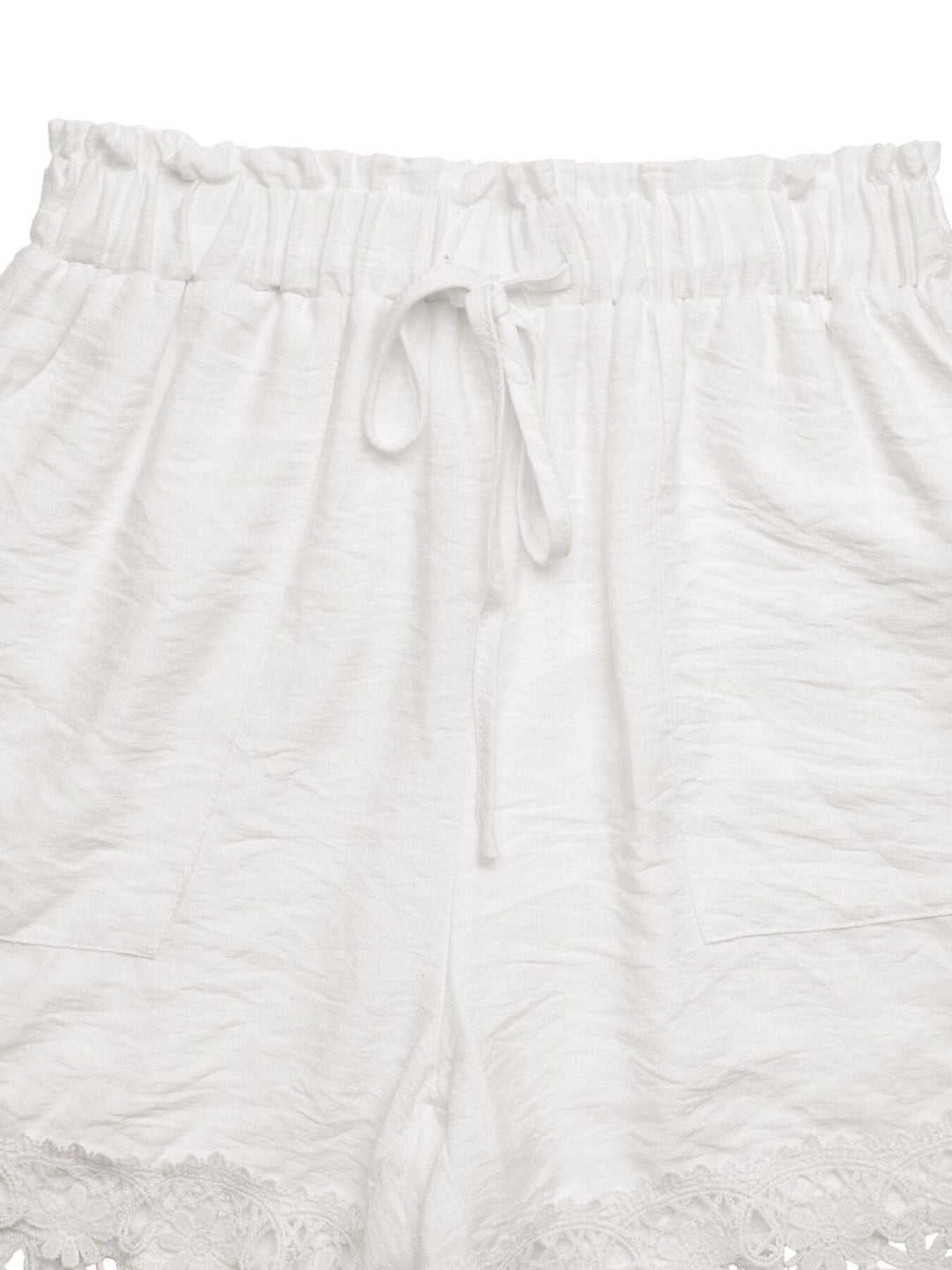 Lace Trim Drawstring Waist Shorts