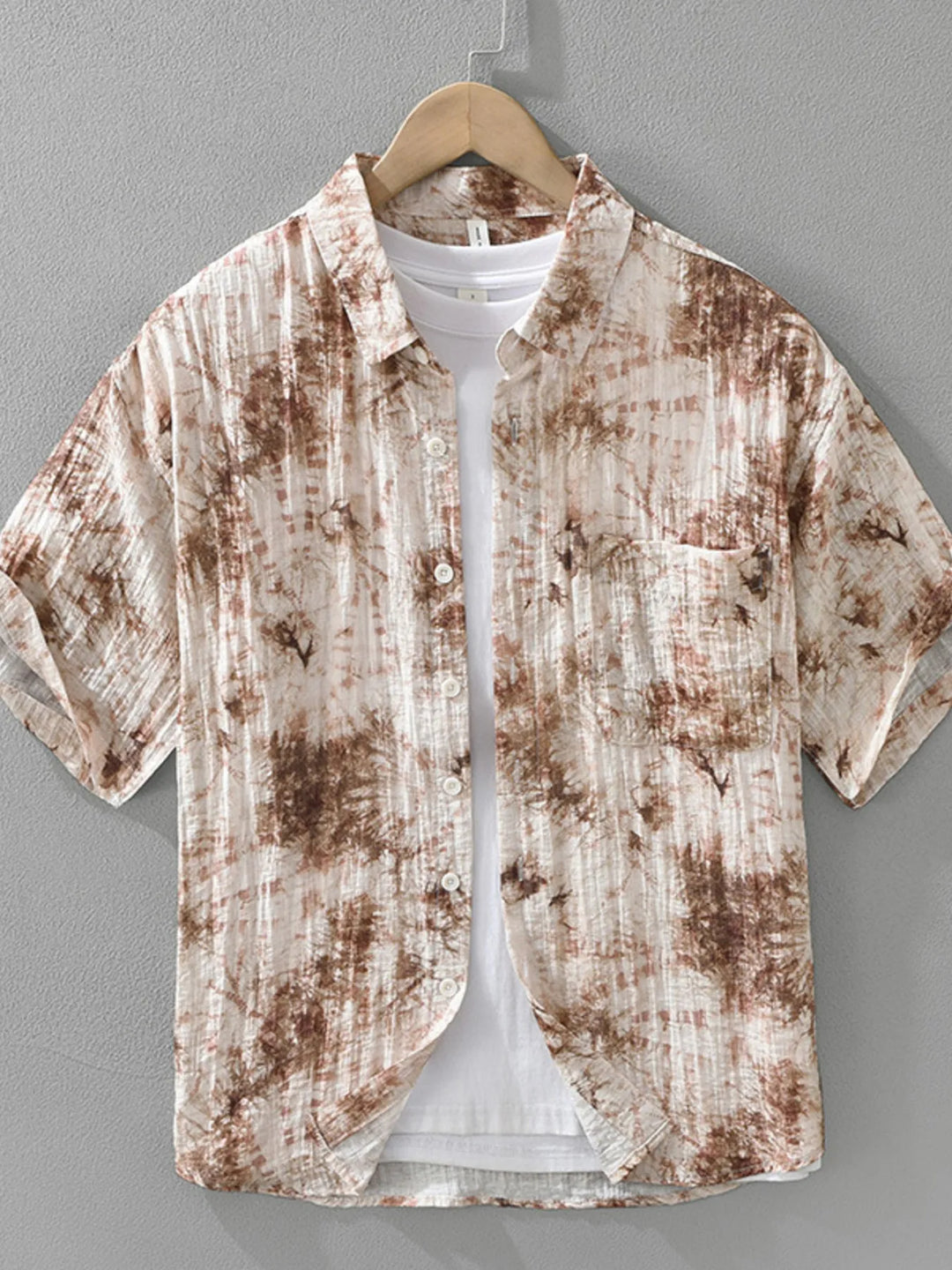 Men's Plus Size Printed Button Up Short Sleeve Shirt