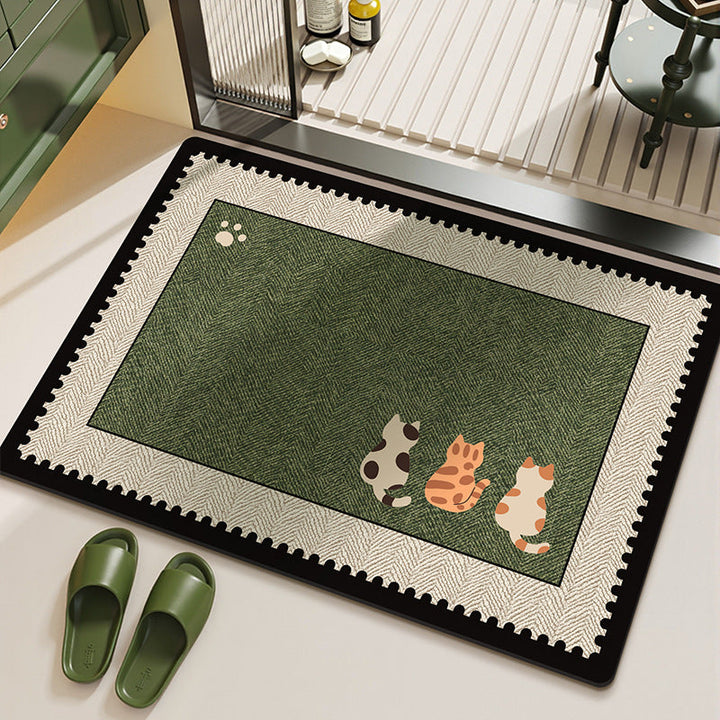 Stain-resistant Diatomaceous Earth Rug That Absorbs Water And Dries Quickly