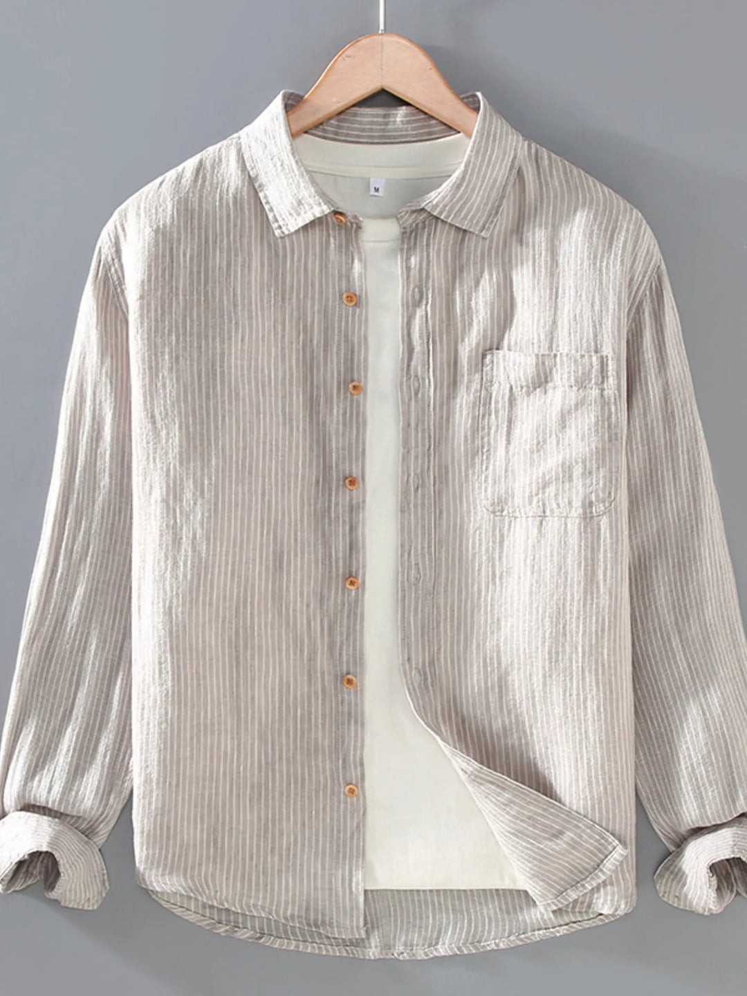 Men's Plus Size Striped Button Up Long Sleeve Shirt