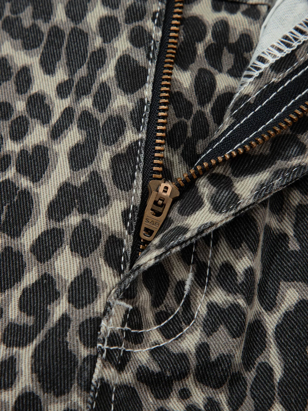Leopard Print High Waist Barrel Jeans