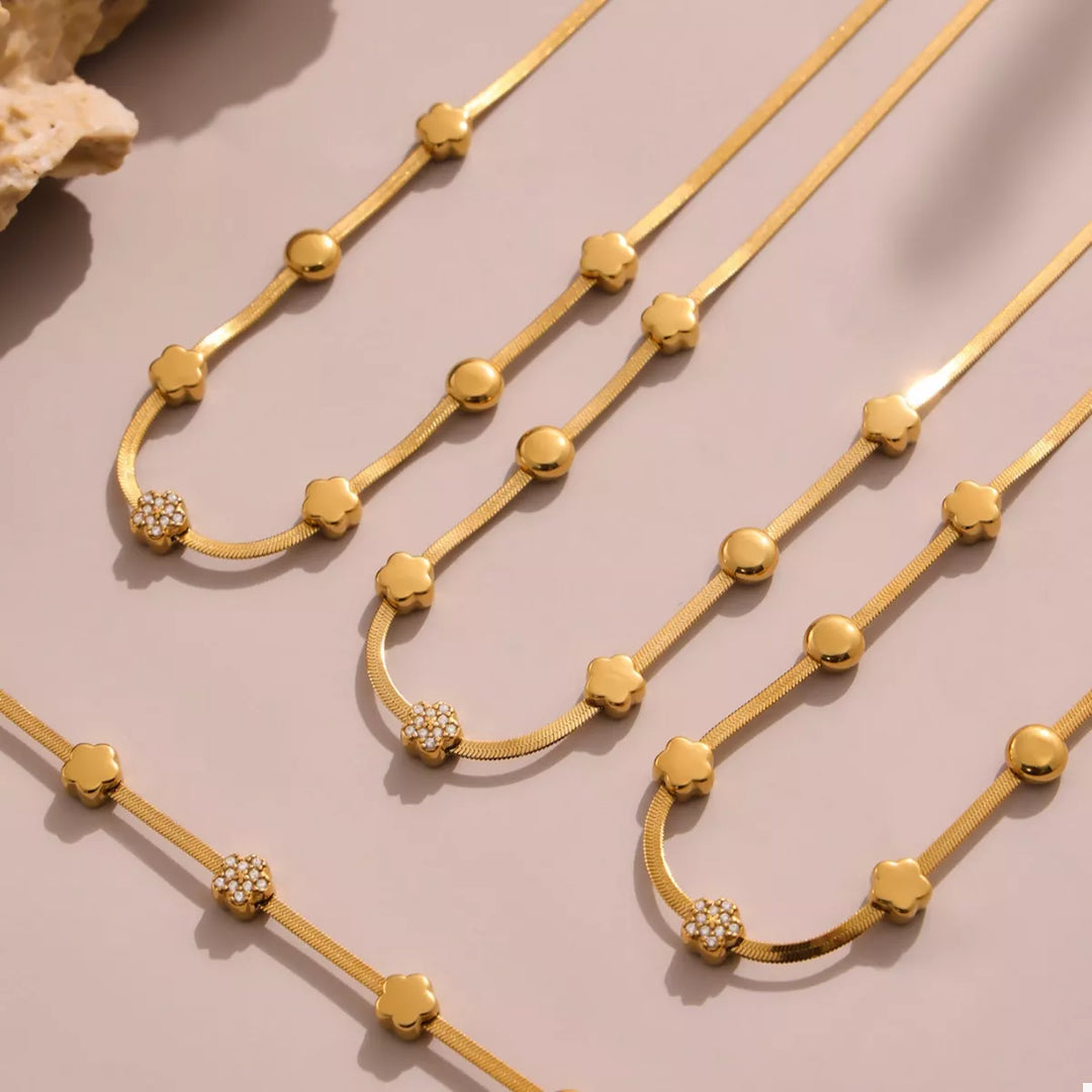 18K Gold-Plated Stainless Steel Zircon Star Moon Necklace