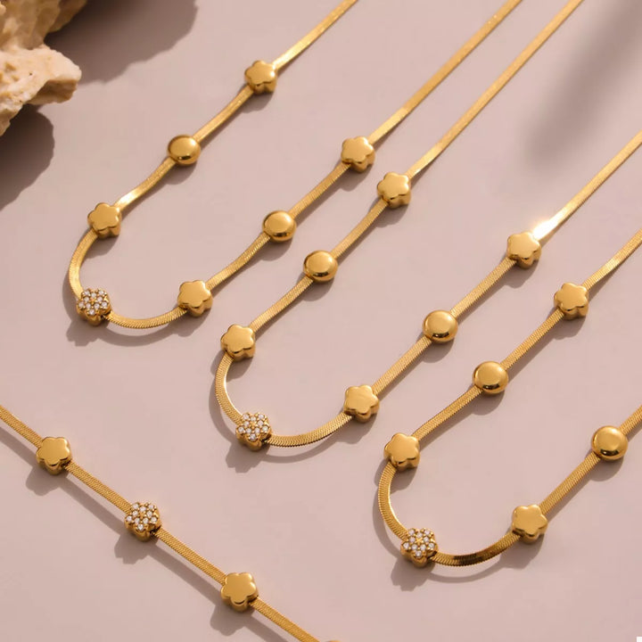 18K Gold-Plated Stainless Steel Zircon Star Moon Necklace